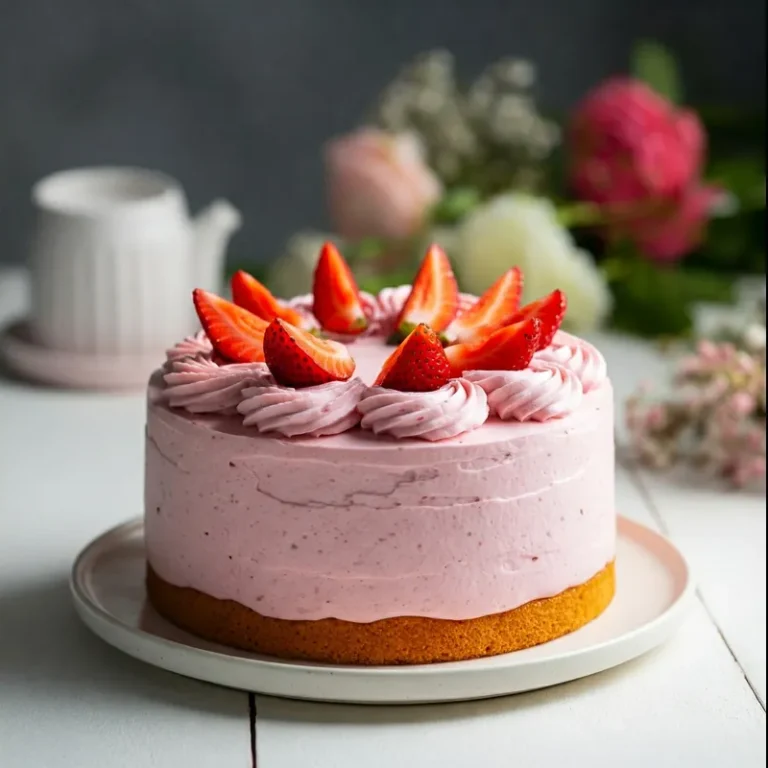 Featured Strawberry Cake with Fresh Frosting