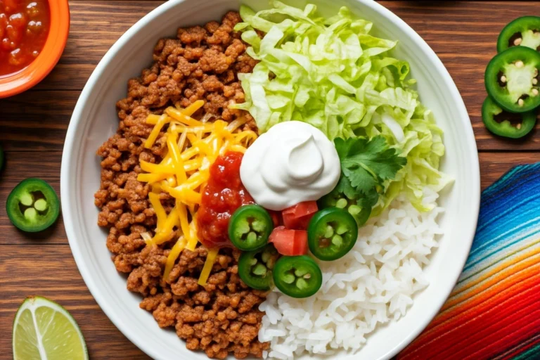 Taco Rice Bowl with Fresh Toppings.