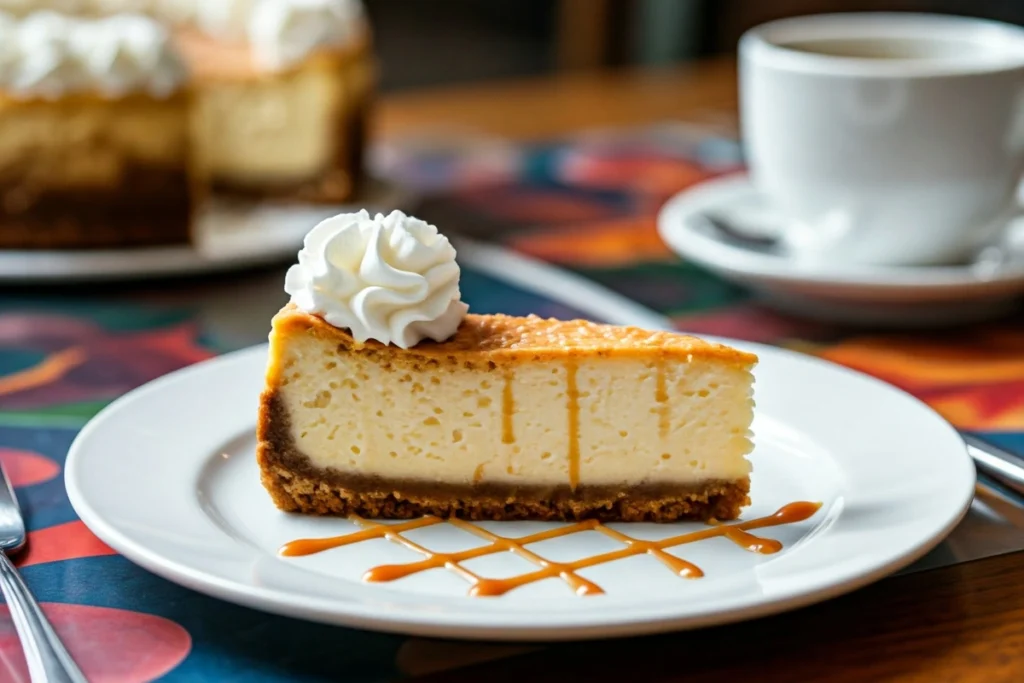 Cheesecake Slice with Sugar Cookie Crust and Caramel Drizzle