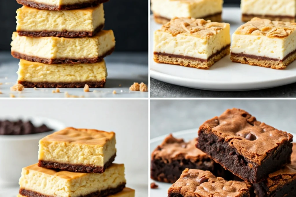 Sugar cookie cheesecake bars compared with brownies and lemon bars