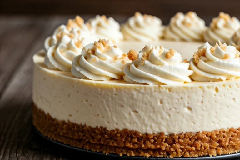 Creamy sugar cookie cheesecake with whipped cream swirls