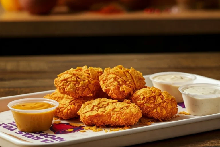 Crispy Taco Bell chicken nuggets with dipping sauces