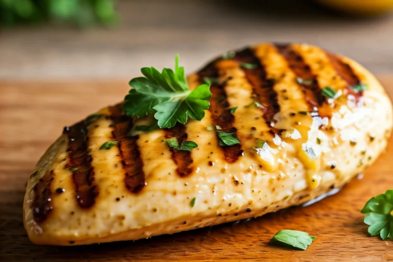 Lemon garlic chicken breast close-up