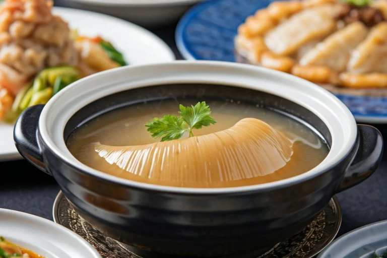 Shark fin soup at a traditional Chinese banquet.