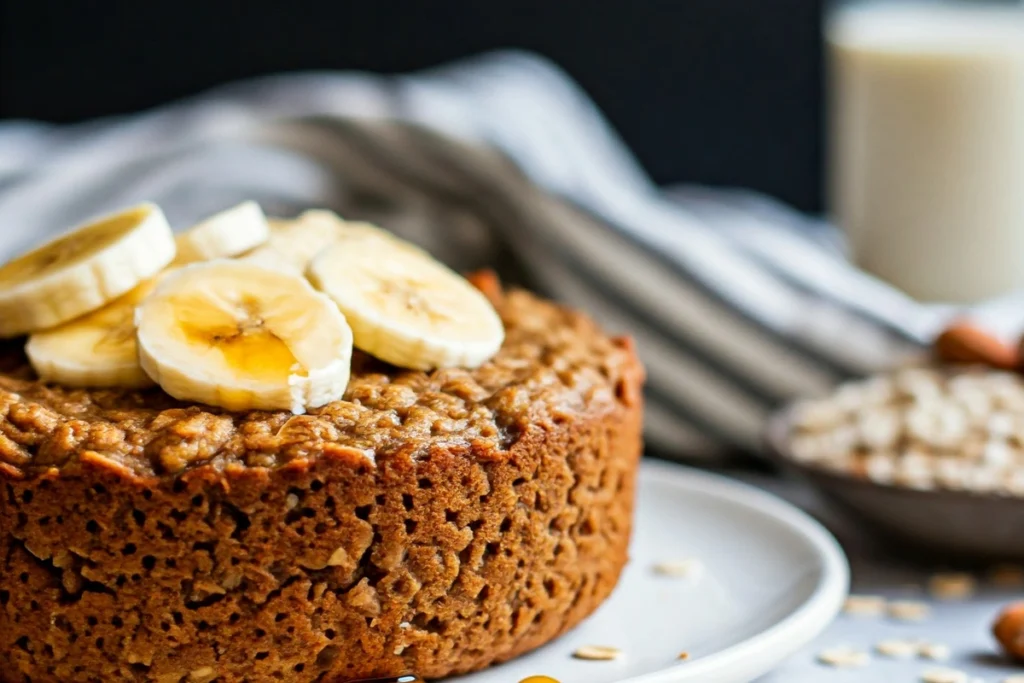 Vegan Banana Oatmeal Breakfast Cake Close-Up