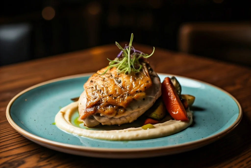 Plated Lemon Garlic Chicken with Vegetables