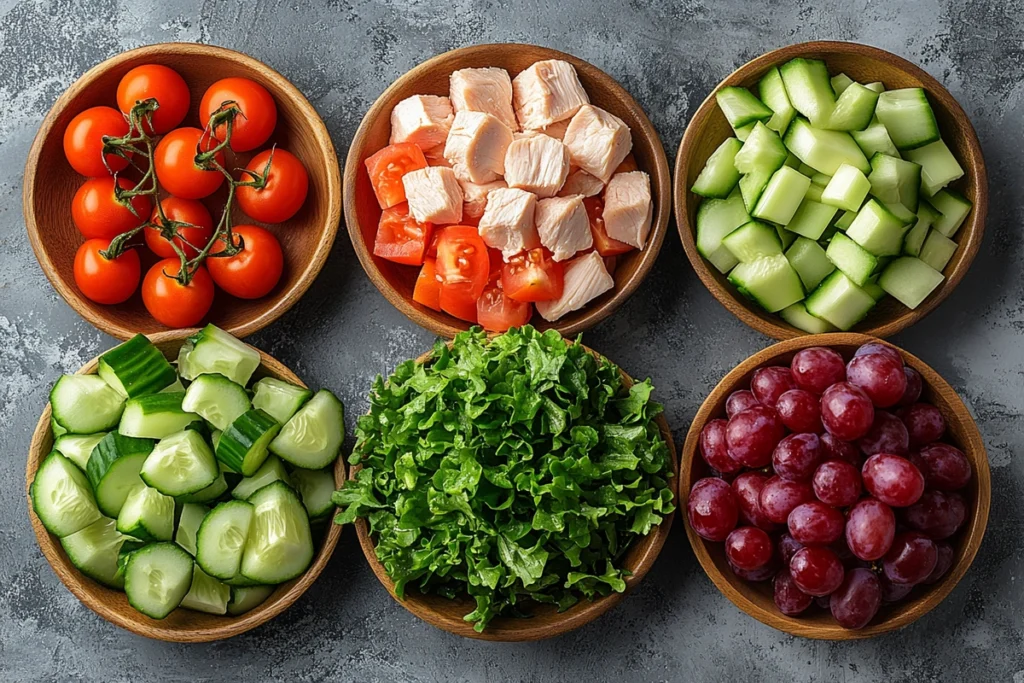 Fresh ingredients for chicken salad