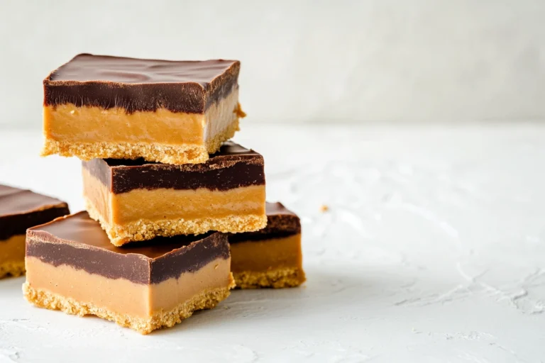 Stacks of easy no bake peanut butter squares