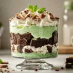 Festive St. Patrick’s Day Brownie Trifle dessert