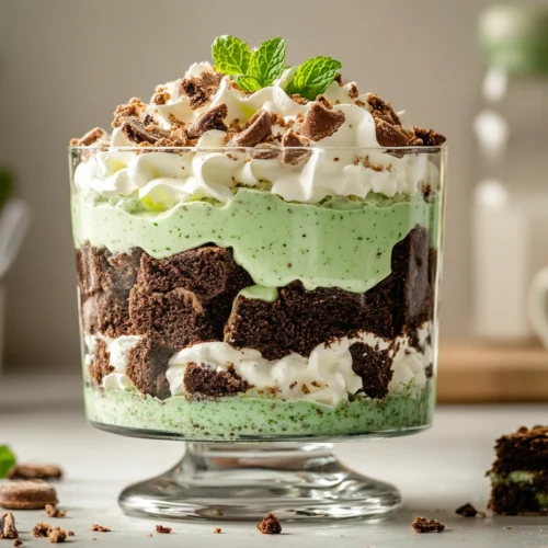 Festive St. Patrick’s Day Brownie Trifle dessert