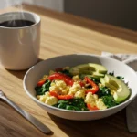 low calorie high protein breakfast foods in a white bowl